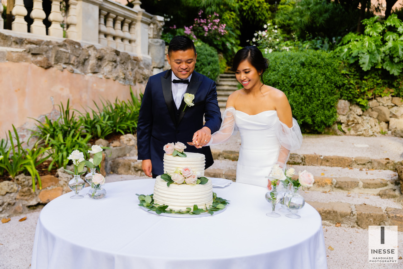 Cake Cutting Bride and Groom