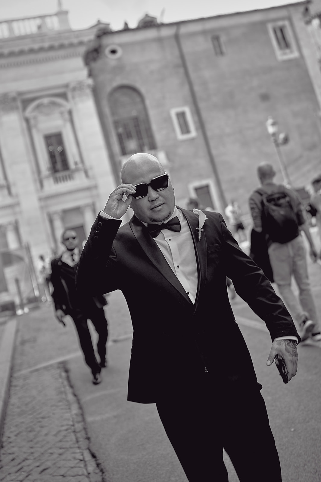Groom walking in Rome