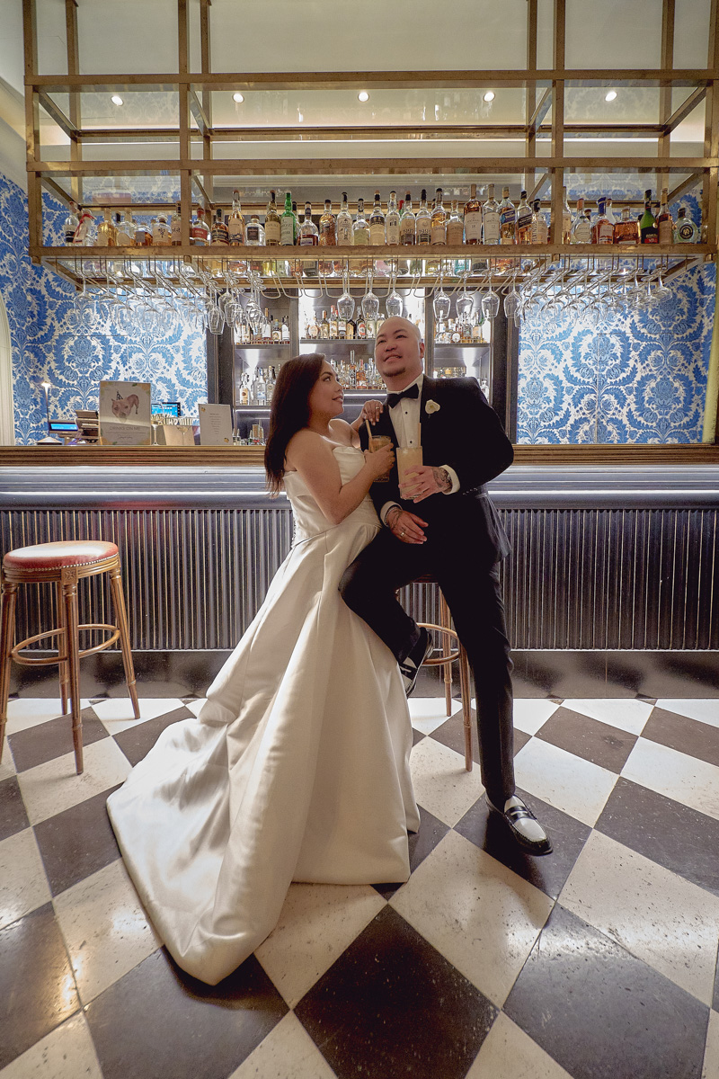 Newlyweds at Julep Bar at Hotel De La Ville, Rome